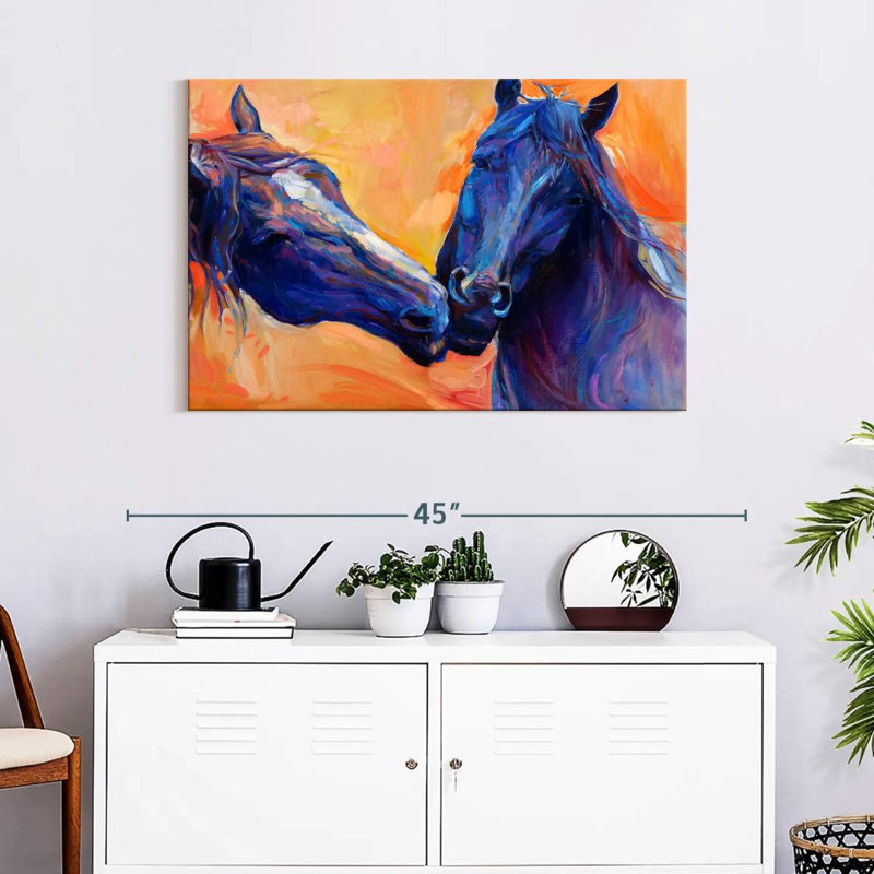 Brampt Blue Horses, 24" H x 36" W