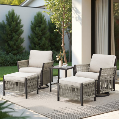Gonsales Wicker 2 - Person Patio Conversation Set with Cushions