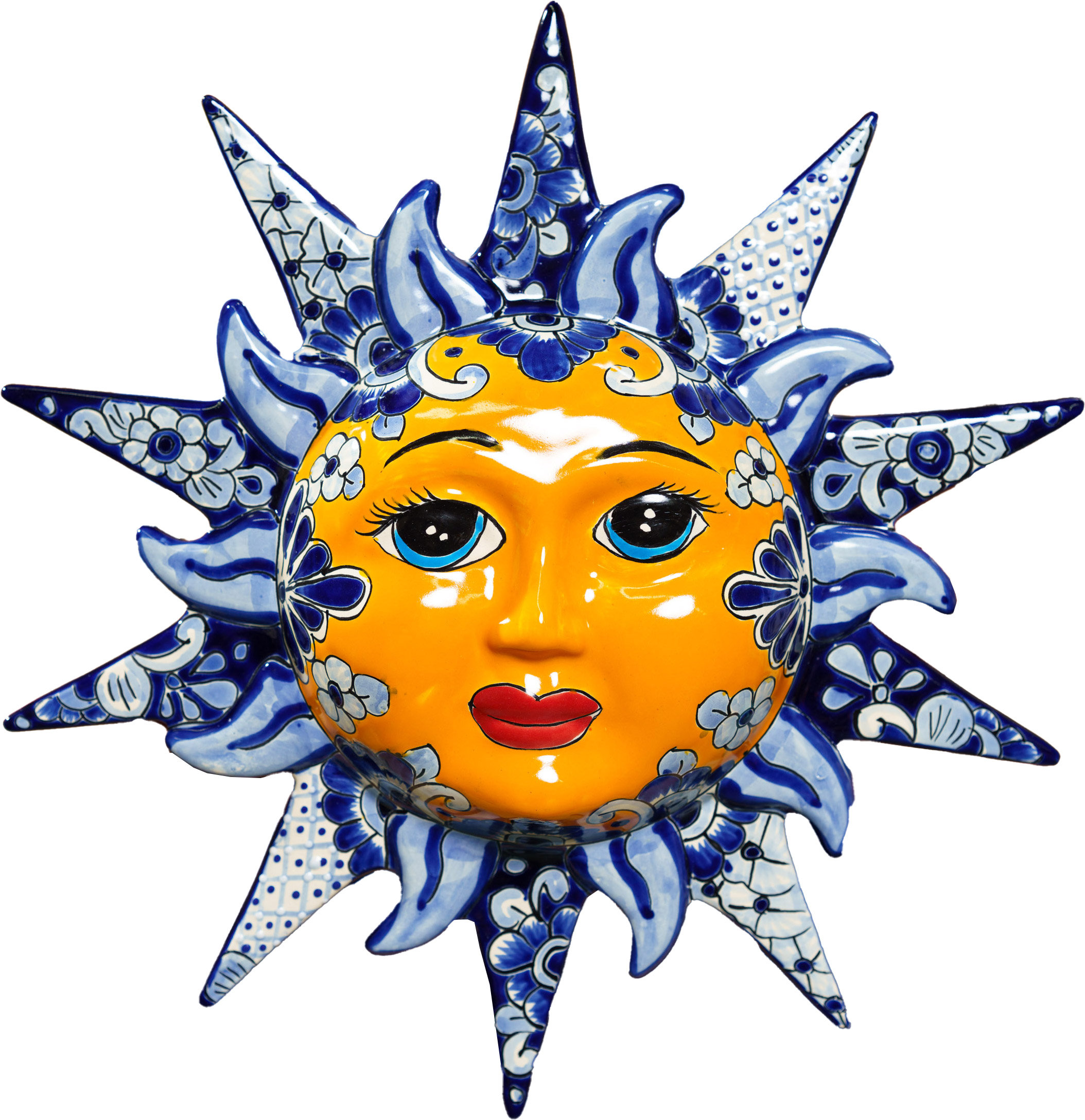 Bungalow Rose Dewana Mexican Pottery Handmade Sun Face Wall Art Indoor