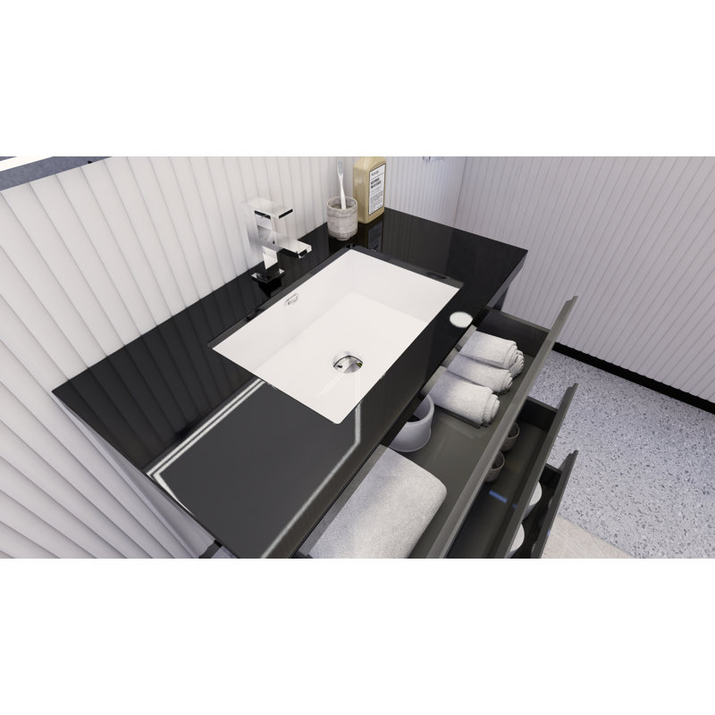 Reyes 35 " Single Bathroom Vanity Base, Hight Gloss Gray