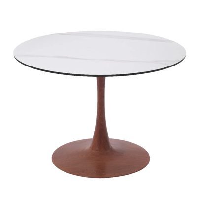 Bristol 40" Round Dining Table With Sintered Stone Top And Steel Pedestal Base For Modern Kitchen And Dining Room