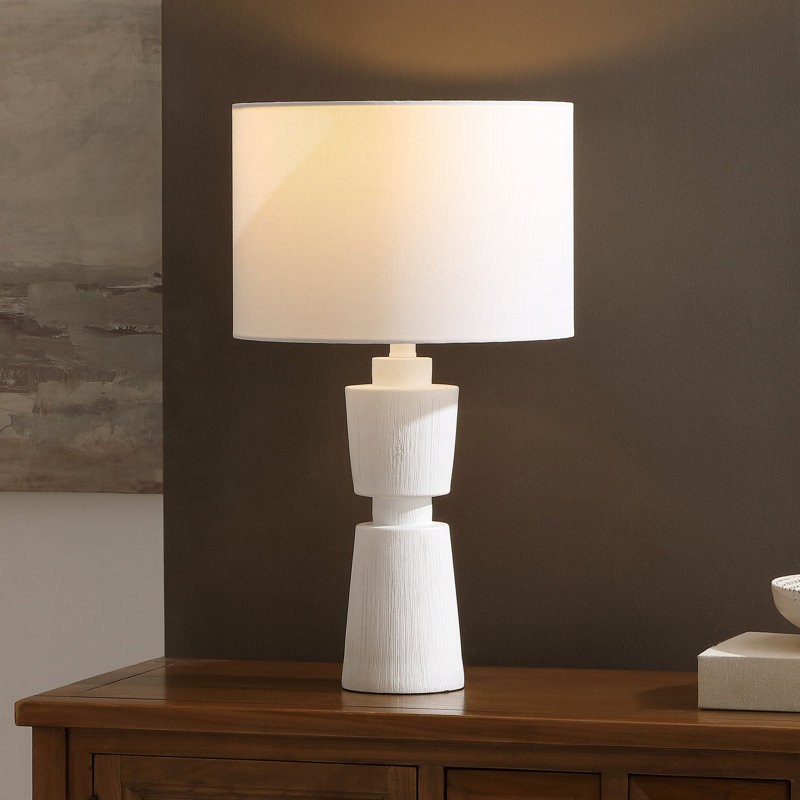 Lampe de table en résine Gaspara, White Base / White Shade