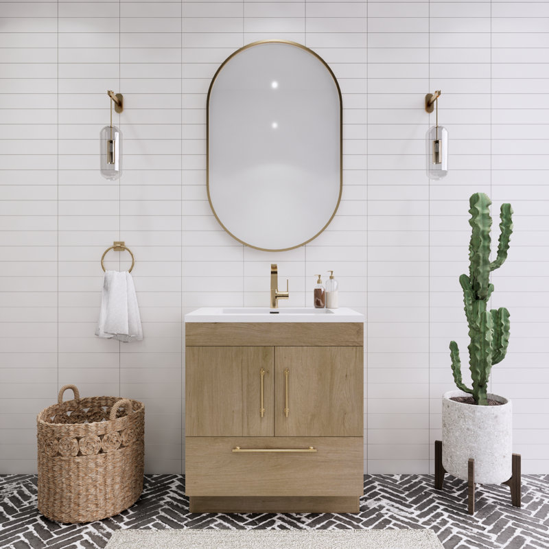 Spring Single Bathroom Vanity, Brown, 30"