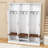 Farmhouse Hall Tree with Bench, 6 Hooks, Cabinets and Bottom Shoe Storage-129991247
