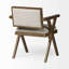 Chaise de salle à manger rembourrée en tissu crème et brun-303254612-303254615