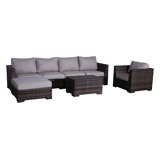 Carmel Rattan Wicker Fully Assembled 6 - Person Seating Group with Cushions