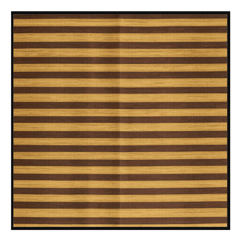 Tapis brun à rayures horizontales lavable à la machine, Carré 5 pi