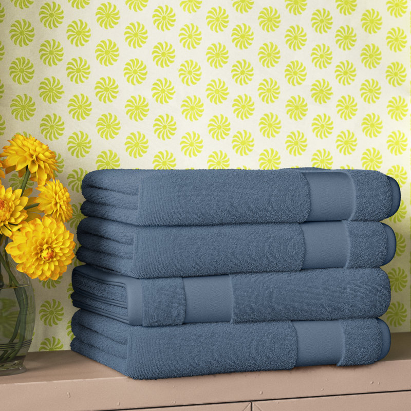 Ensemble de 4 serviettes de bain Wayfair Basics, Bleu clair