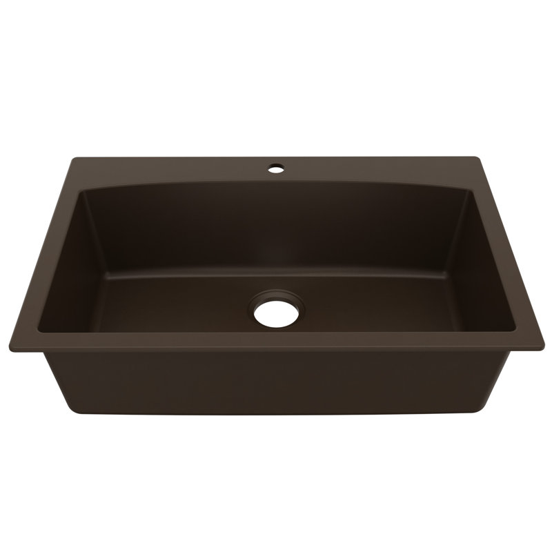 Karran Drop-in Quartz Composite 33'' X 22'' 1-Hole Single Bowl Kitchen Sink, Brown