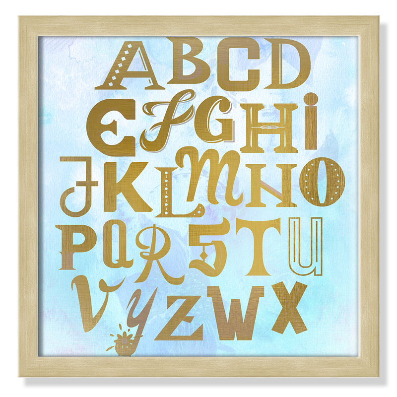 Abc Blue », impression sur papier, Encadré de boîte champagne clair, H 12 po x l 12 po x P 1,18 po