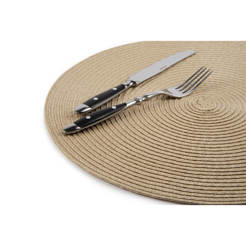 Round pieces of gray placemats 36cm, Cream/Brown