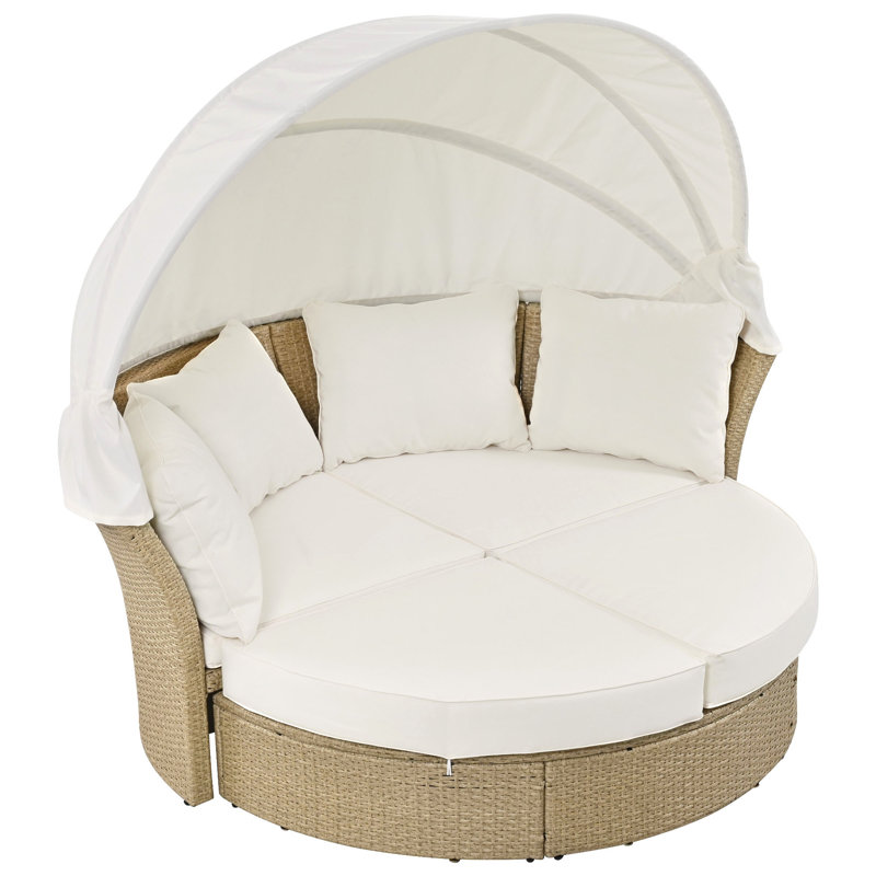 Ensemble de mobilier d'extérieur pour lit de jour en rotin et osier avec auvent rétractable