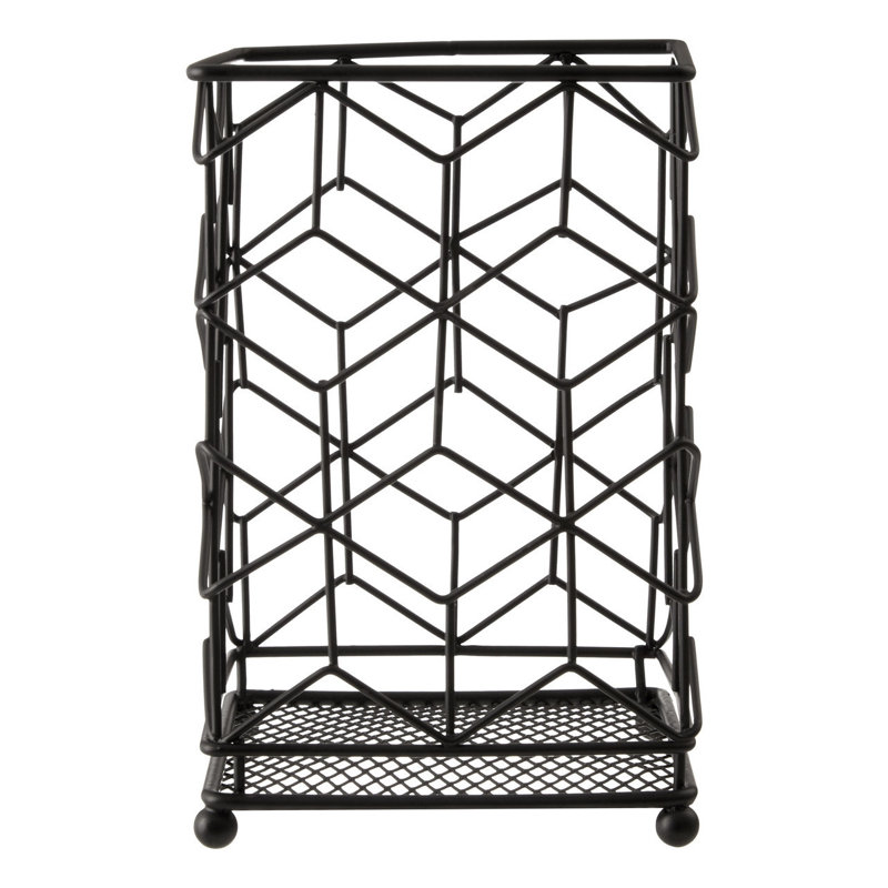 Metal Square Utensil Crock, Black