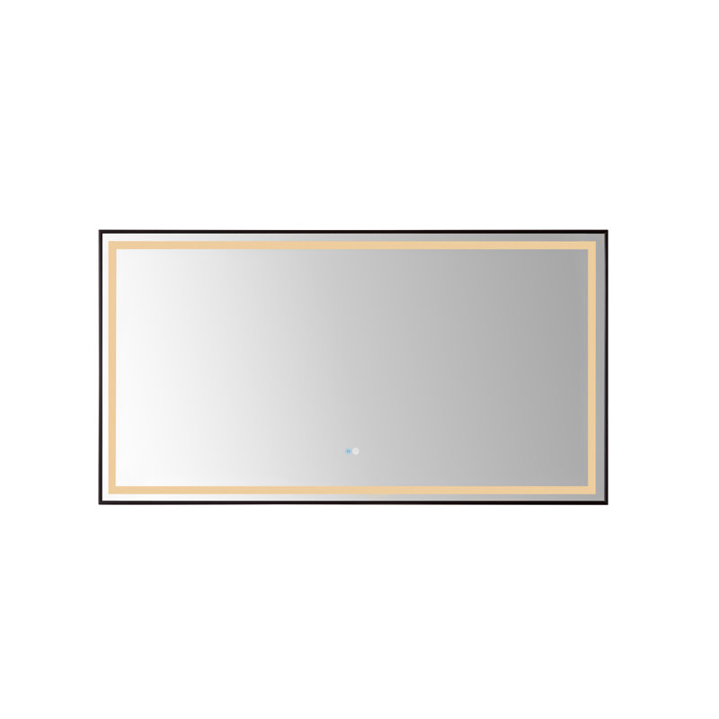 Metal Flat Wall Mirror, Matte Black Frame