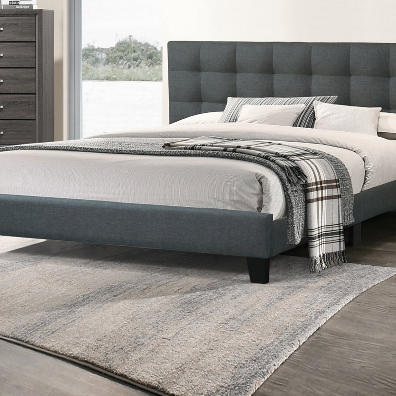 Cadre de lit tête de lit 1pc, Grand lit, Gris foncé