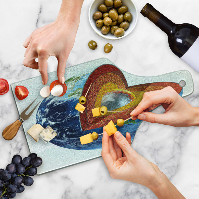 Ambesonne Earth Tempered Glass Cutting Board Earth Inner Core Science Multicolor