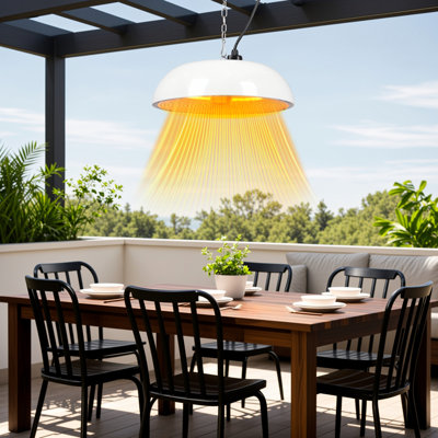 Chauffe-terrasse électrique infrarouge 1500w, avec protection contre la surchauffe et étanche à l'eau IP55, sans cordon de traction, blanc