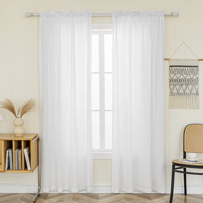 Jep Linen Blended Semi Sheer Rod Pocket Curtain Pair