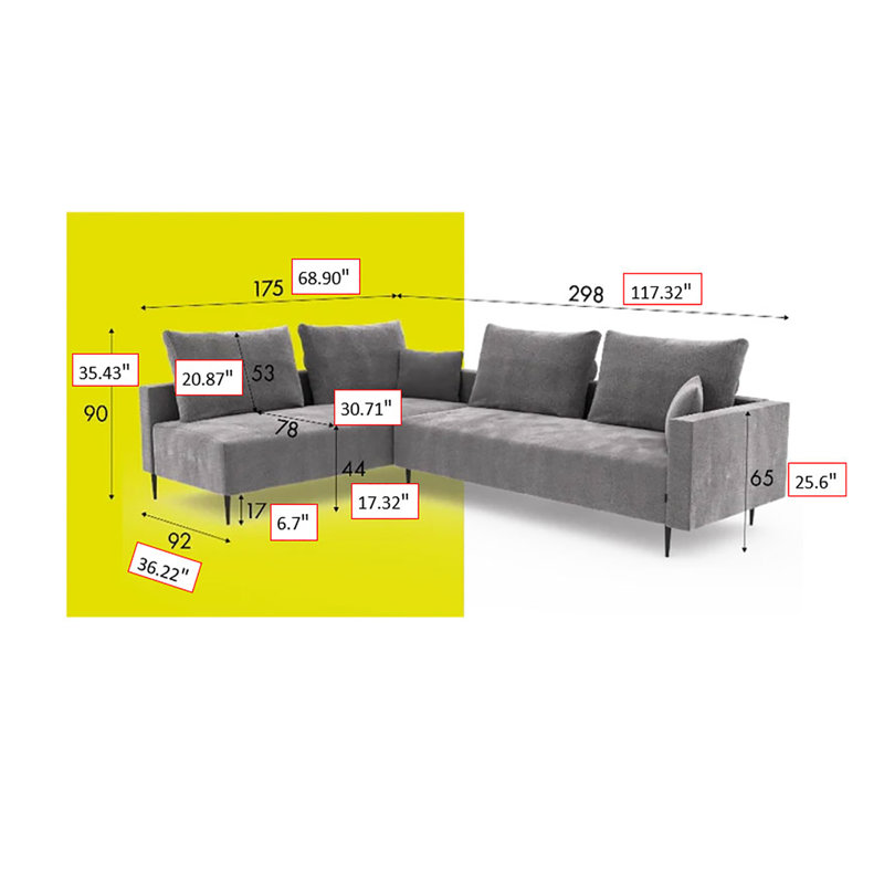 Regina Sectional, Tan Polyester Blend