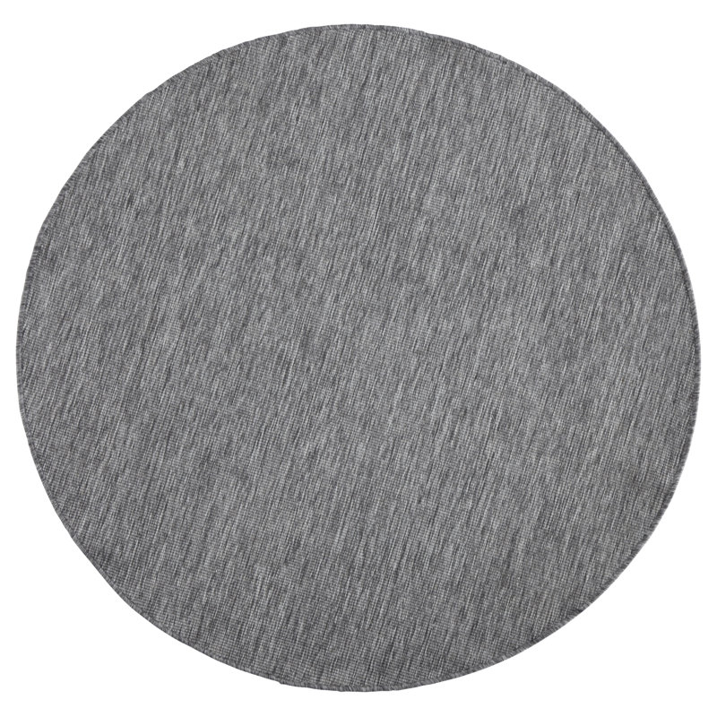 Miami Flatweave Grey Rug, Round 200cm