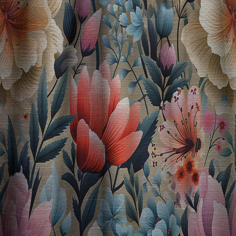 Motif botanique pastel arc-en-ciel - Rideau floral - Rideau floral obscurcissant - 1 panneau, L 52 po x L 90 po