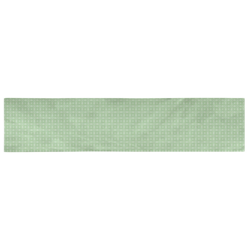 Chemin de table Avicia, 90 po x 16 po, Vert / blanc, Coton