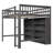 Full Size Loft Bed with 8 Open Storage Shelves and Built-in Ladder-891343889