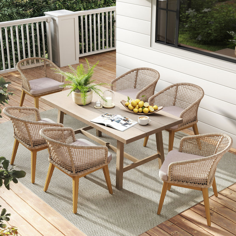 Rectangular Outdoor Dining Set With Cushions