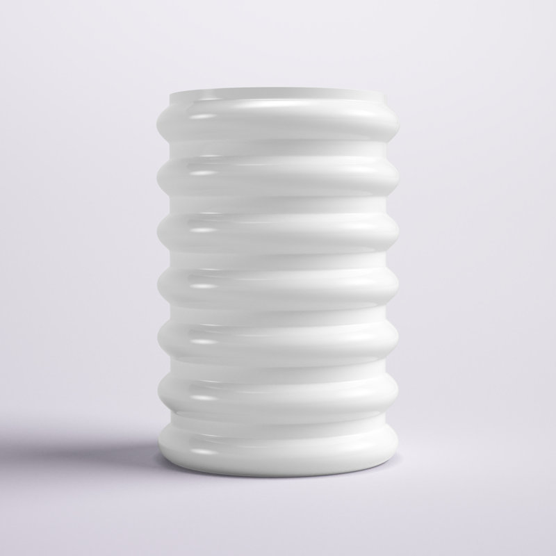 Glass Vase Ribbed Cylindrical Glass with Modern Grooved Design and Contemporary Silhouette for Decorative Display., Gold