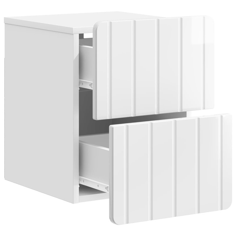 33cm W Manufactured Wood Bedside Table, High Gloss White