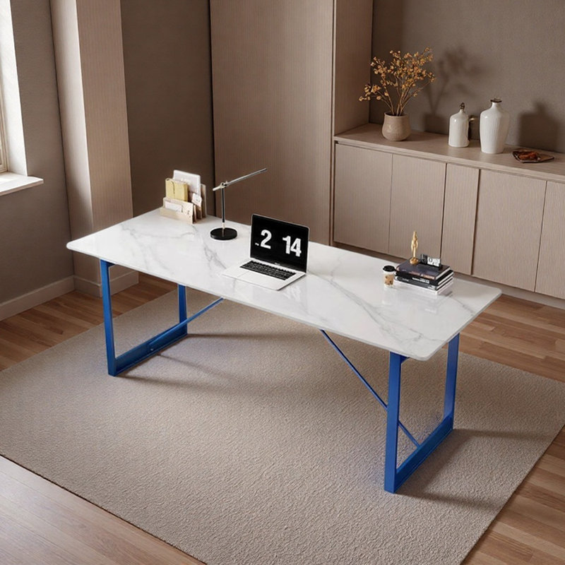 Bureau d'écriture Modern Light, Gris / blanc / bleu, H 29,52 po x l 70,86 po x P 23,62 po