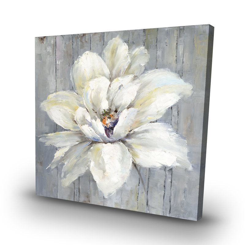 flower on wood - 32"x32" art on canvas