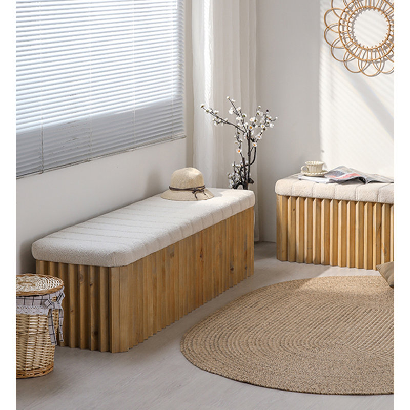 Repose-pieds de rangement en bois massif rétro