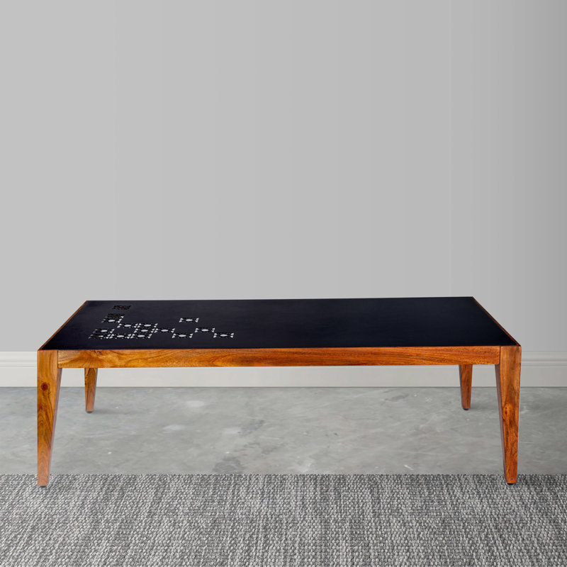 Ayerim Coffee Table, Rectangular Metal Top Coffee Table, Modern Coffee Table