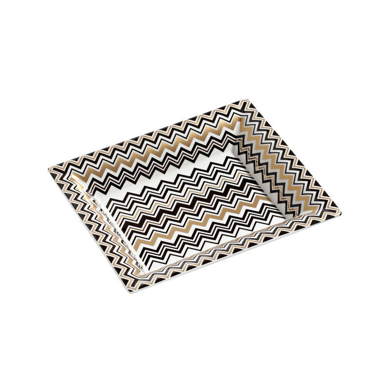 Missoni Tray ZIG ZAG Rectangular Large In Luxury Box Gold 8.5" X 6.75"