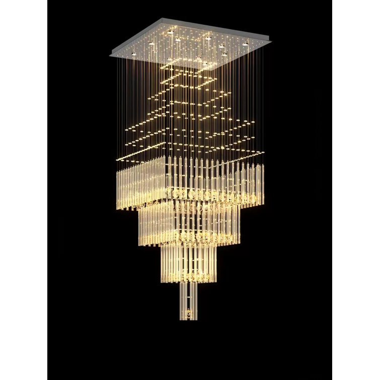 D32''x H79'' Large Chandeliers For High Ceilings Square 4 Tiers