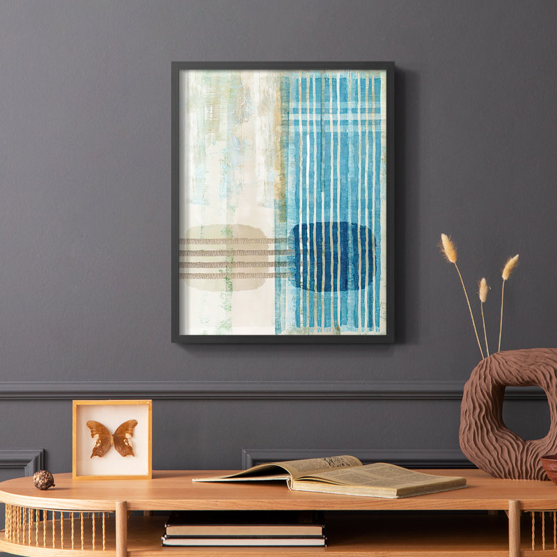 «Blue Blue Horizon III», reproduction encadrée - bois massif, H 28 po x l 22 po, Cadre simple noir