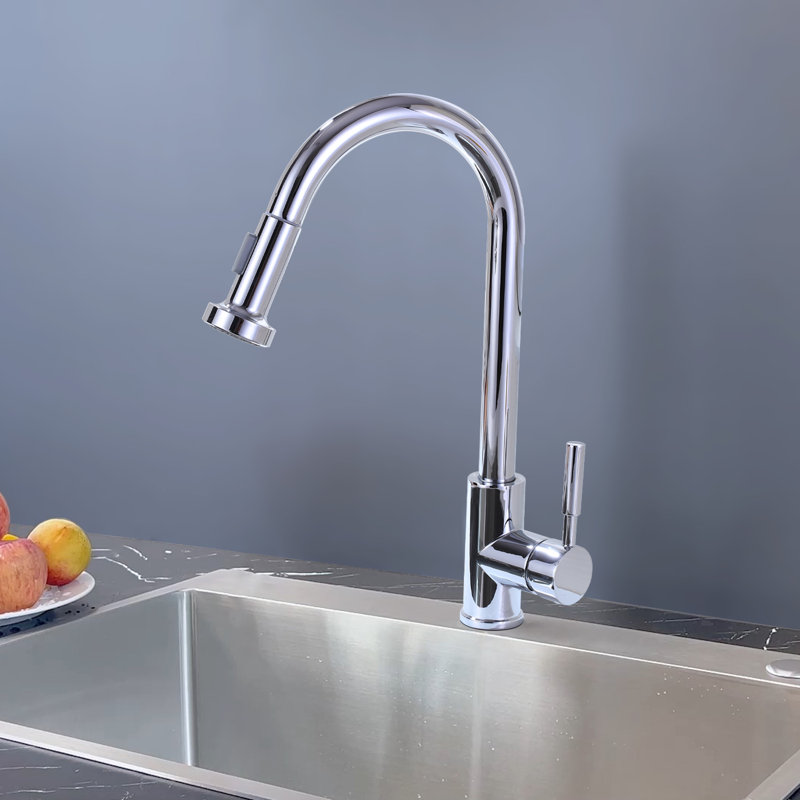 Pull Down Single Handle  Kitchen sink Faucet in Chrome, Chrome