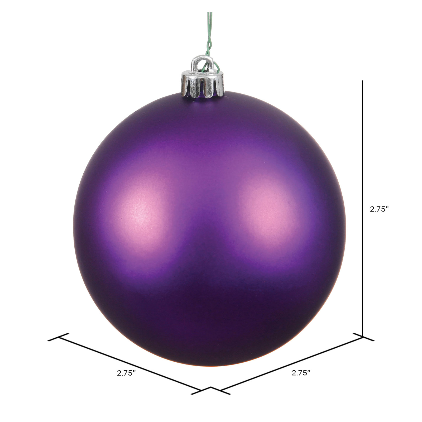Shatterproof Bauble, 2.75" H x 2.75" W x 2.75" D, Eggplant