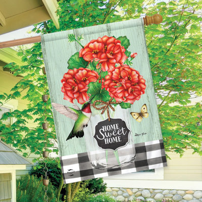 Drapeau maison d'été Home Sweet Home Geraniums