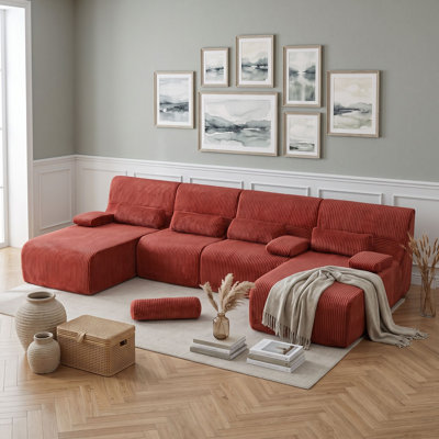 Corduroy U-Shaped Sectional Symmetrical