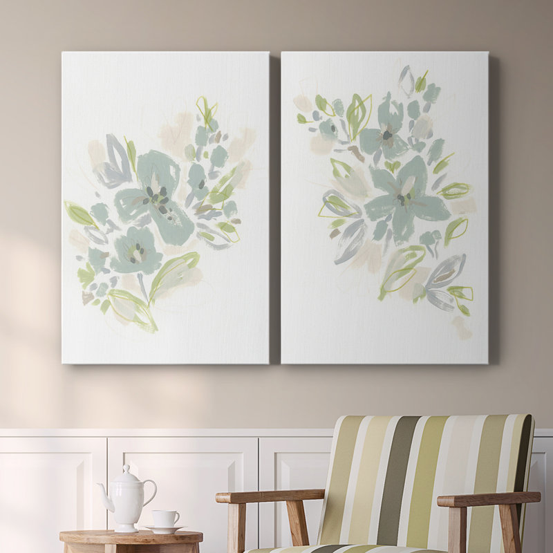 Seafoam Petals III - Toile tendue avec châssis de qualité supérieure - Prêt à être accroché, H 27 po x l 18 po