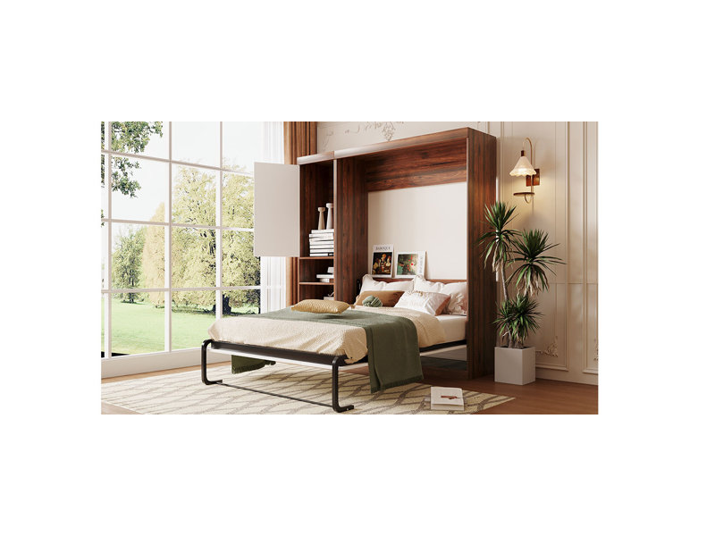 Armoire-lit, blanc - Maximisez le rangement et le style du mur pour agrandir votre espace et votre confort, Lit double