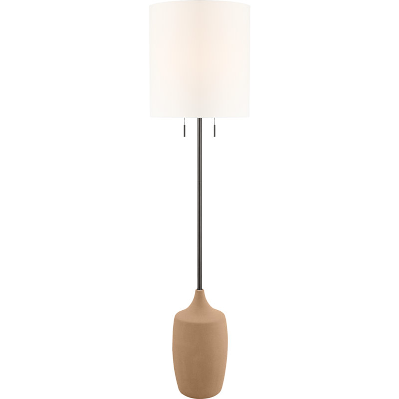 Richard June Sayer 62" Transitional Dimmable Ceramic 2-Light Floor Lamp In Estate Brass, Toast