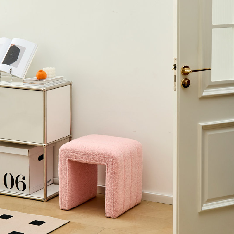 Upholstered Pouf, Pink
