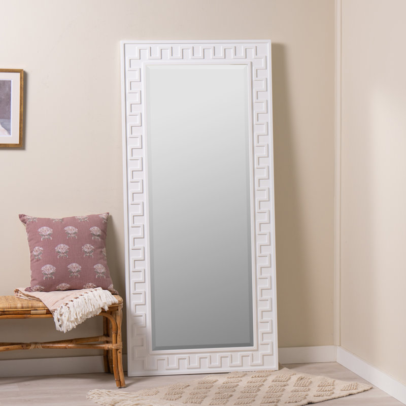 Greek Key Full Length Mirror by Erin Gates, White