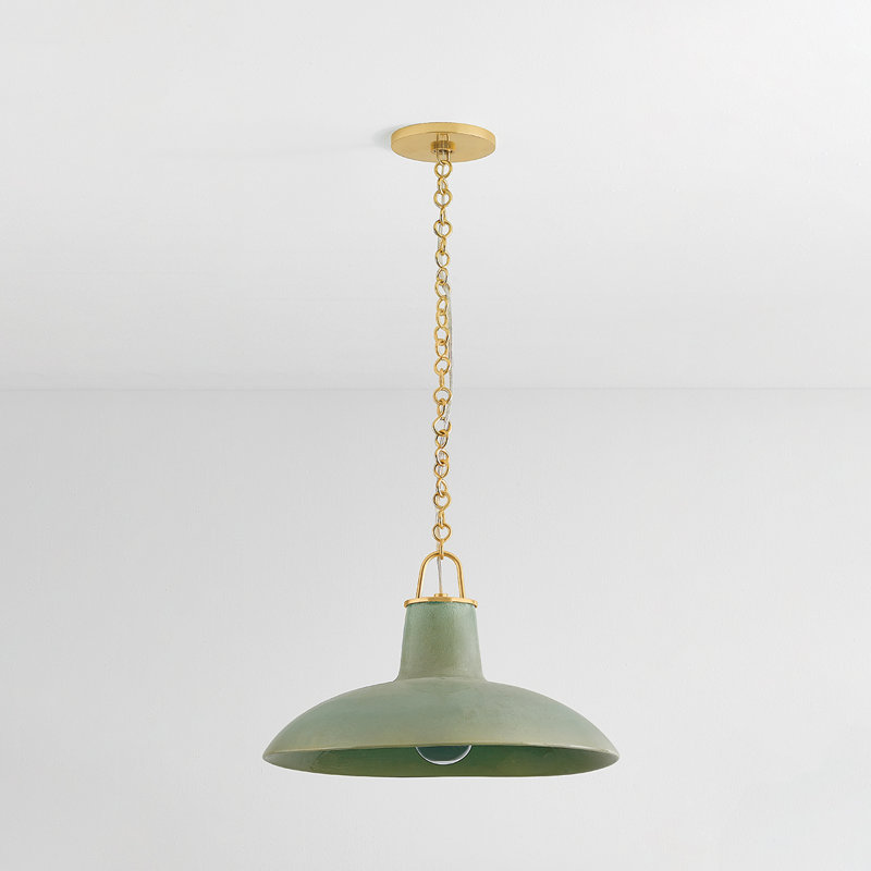 POTTERSVILLE Pendant, 11.25" H x 18" W x 18" D, Teal, Brass