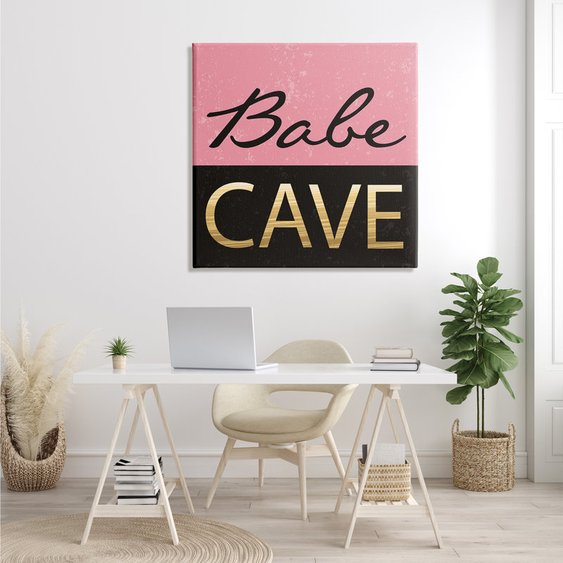 Babe Cave rose et or, L 36 po x H 36 po, Toile tendue