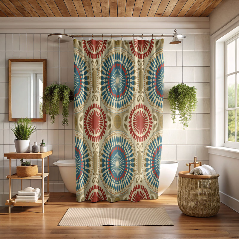 Boho Spirals - Rideau de douche Premium, H 74 po x l 71 po