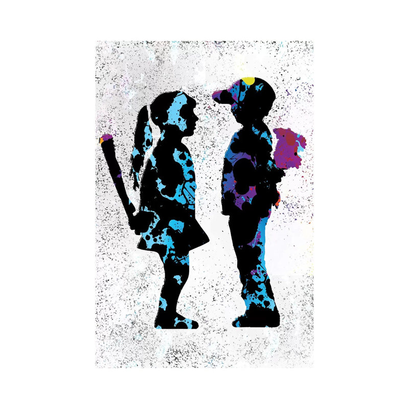 «Boy & Girl» par Streetsky - impression d'art graphique, Toile tendue, Pas de tapis, H 18 po x l 12 po x 1,5 po